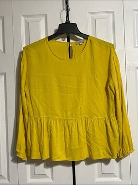 LOFT yellow smock top shirt blouse size LARGE